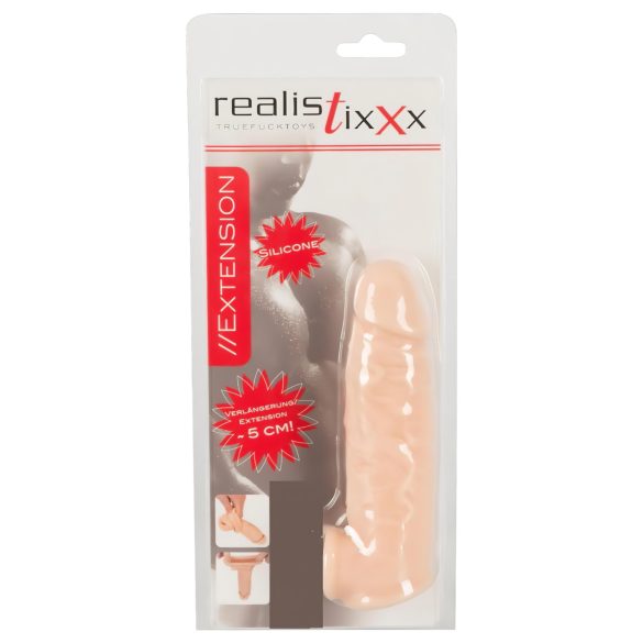 Realistixxx - dzimumlocekļa uzmava ar gredzenu - 16 cm (dabiska krāsa)