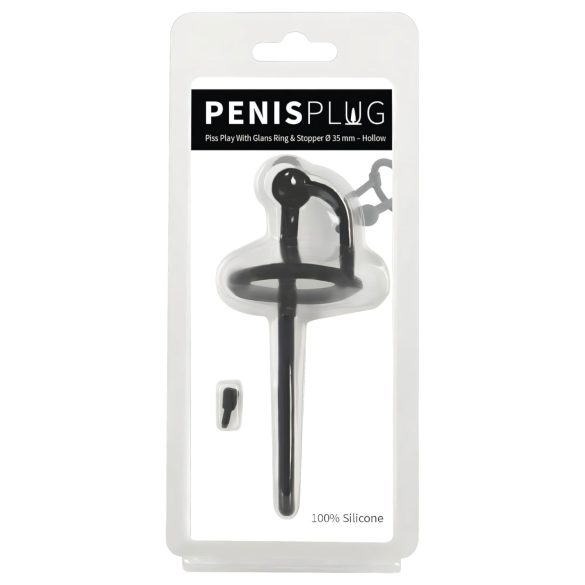 Penisa tapas - silikona urīnizvadkanāla paplašinātājs un dzimumlocekļa gredzens (0,6 mm) - melns