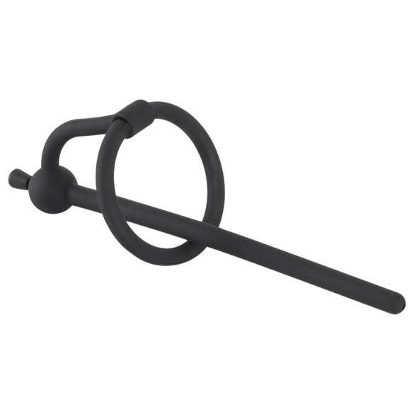 Penisplug - silikona dzimumlocekļa dilatators ar galviņas gredzenu 0,6mm melns