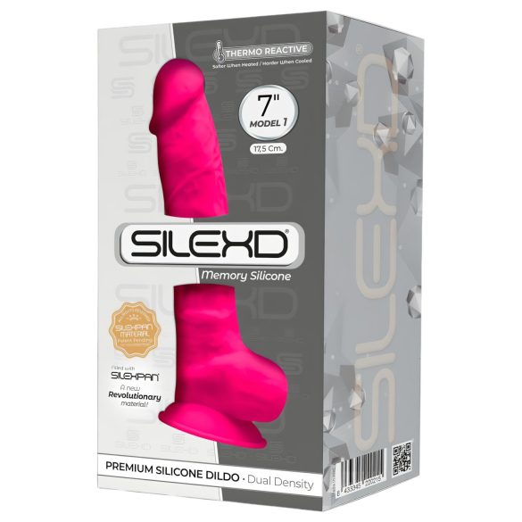 Silexd 7 - dildo ar piesūcekni un sēkliniekiem 17,5cm rozā