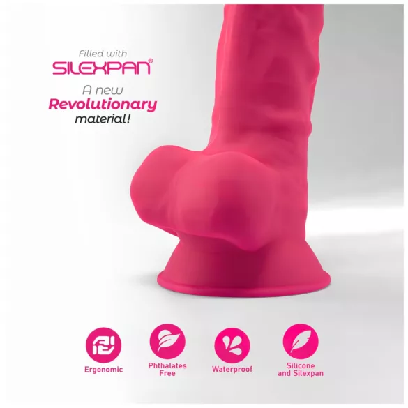 Silexd 7 - piesūcekni, ar sēkliniekiem aprīkots dildo - 17,5 cm (rozā)