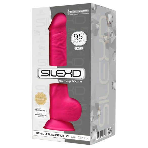 Silexd 9,5 - piesūcekņa dildo ar sēkliniekiem - 24 cm (rozā)