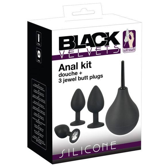Black Velvet - anālo aizbāžņu komplekts (4 daļās) - melns