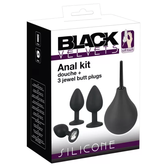 Black Velvets - anālo aizbāžņu komplekts (4 daļas, melns)