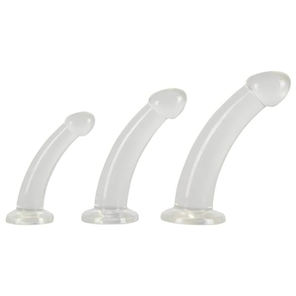 Kristāldzidri - glans anālā dildo komplekts - 3 daļas (caurspīdīgs)