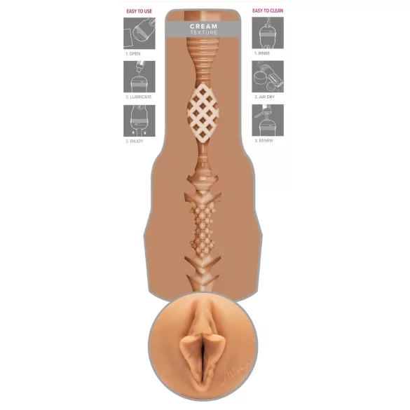 Fleshlight masturbators ar reālistisku maksti, krēmkrāsas, naturāls
