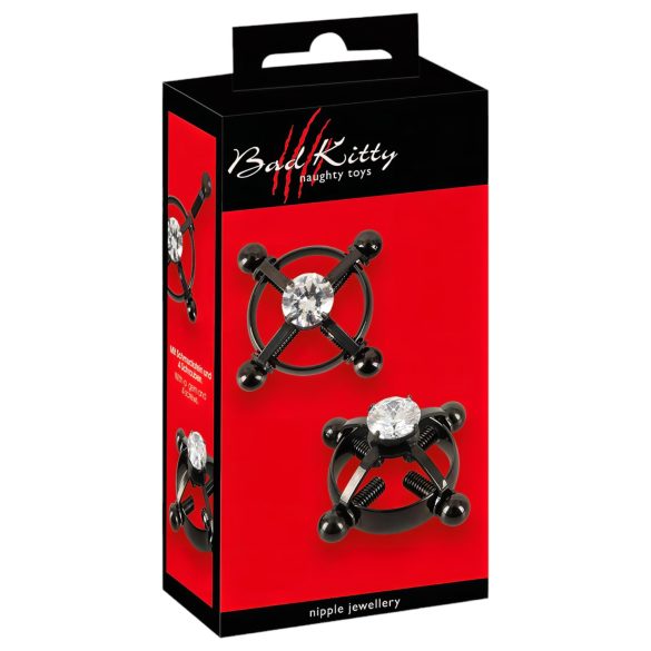 Bad Kitty - melnu rhinestones knupīšu rotas