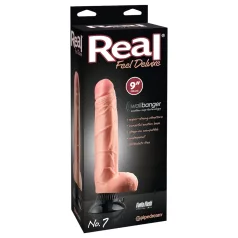   Real Feel Deluxe No.7 - vibrators ar sēkliniekiem, realistisks, miesas krāsas