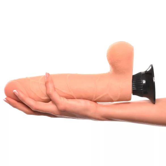 Real Feel Deluxe No.9 - realistisks vibrators ar sēkliniekiem, ķermeņa krāsā