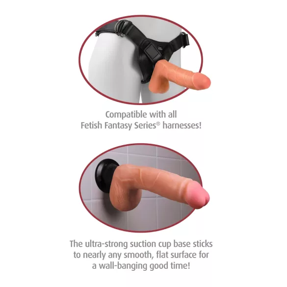 Real Feel Deluxe No.9 - realistisks vibrators ar sēkliniekiem, ķermeņa krāsā