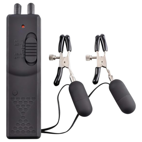 Fetish - vibrējošas krūšu galu skavas melnas