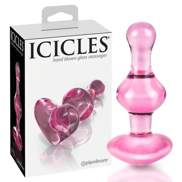 "Icicles Nr. 75 - sirds formas stikla anālā kontaktdakša (rozā)"