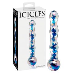   Icicles No. 08 - stikla dildo divpusējs viļņains caurspīdīgs zils