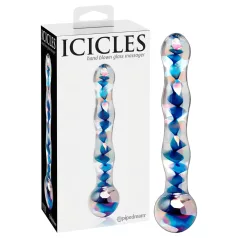   Icicles No. 08 - stikla dildo divpusējs viļņains caurspīdīgs zils