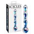 "Icicles Nr. 08 - viļņots stikla dildo ar diviem galiem (caurspīdīgs-zils)"