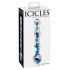 "Icicles Nr. 08 - viļņots stikla dildo ar diviem galiem (caurspīdīgs-zils)"