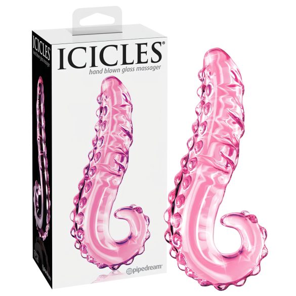Leduspuķe Nr. 24 - rozā rievojuma stikla dildo