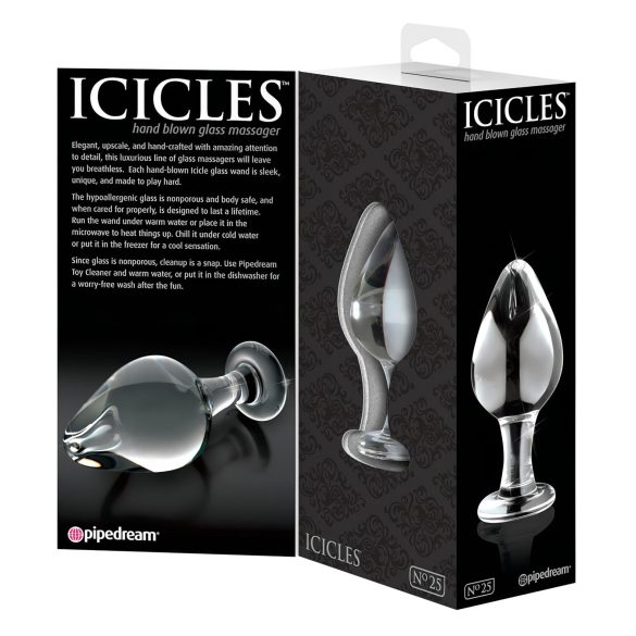 Icicles No. 25 - stikla anālais spraudnis konisks caurspīdīgs