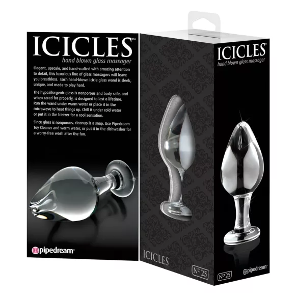 Icicles No. 25 - stikla anālais spraudnis konisks caurspīdīgs