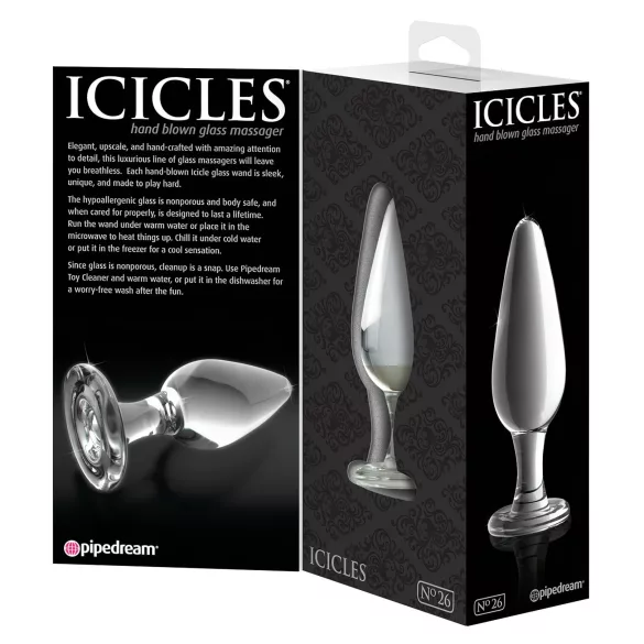 Icicles Nr. 26 - konisks, stikla anālais aizbāznis (caurspīdīgs)