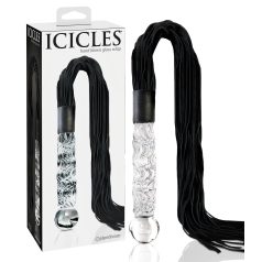   Icicles No. 38 - stikla dildo un ādas pātaga caurspīdīgs melns