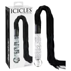   Icicles No. 38 - stikla dildo un ādas pātaga caurspīdīgs melns