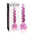 Icicles Nr. 43 - pērļots stikla sirds dildo (rozā)