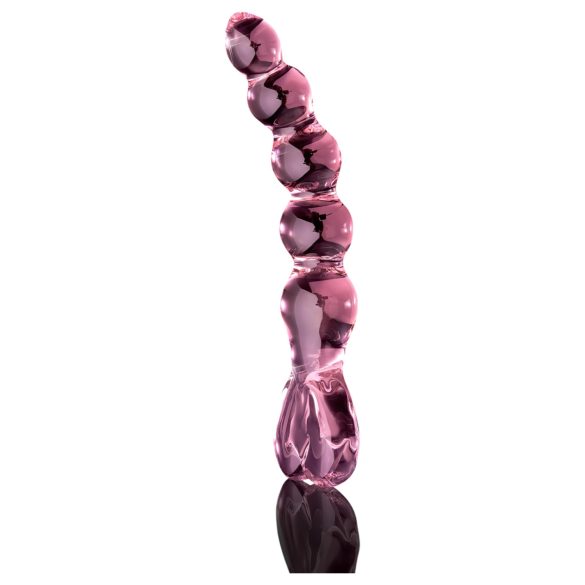 Icicles No. 43 - stikla dildo ar pērlītēm un sirsniņu rozā