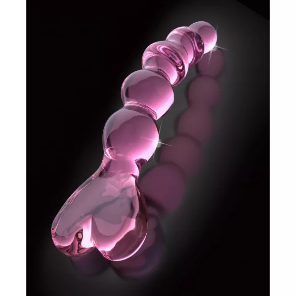 Icicles No. 43 - stikla dildo ar pērlītēm un sirsniņu rozā
