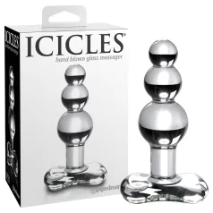   Icicles No. 47 - stikla anālais spraudnis ar trim bumbiņām caurspīdīgs