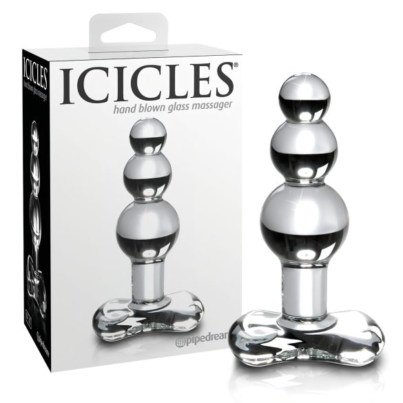 "Icicles Nr. 47 - trīskāršs pērļu stikla anālais aizbāznis (caurspīdīgs)"