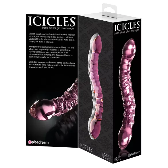 Icicles No. 55 - stikla divpusējs G punkta dildo rozā