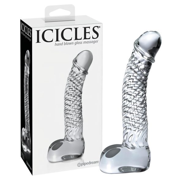 "Icicles Nr. 61 - elegants stikla dildo ar formu (caurspīdīgs)"