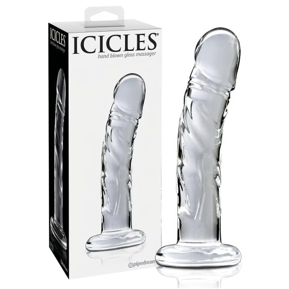 Icicles Nr. 62 - stikla dildo ar dzimumlocekļa formu (caurspīdīgs)