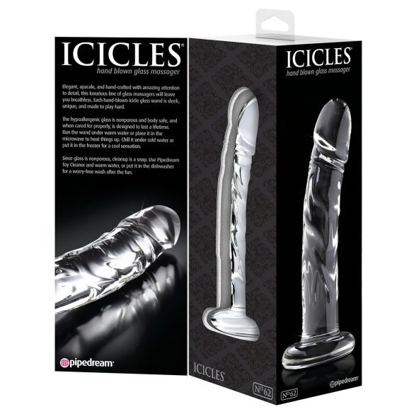 Icicles No. 62 - stikla dildo ar dzimumlocekļa formu caurspīdīgs