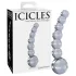 Icicles No. 66 - stikla dildo ar izliekumu un bumbiņām caurspīdīgs