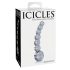 Icicles No. 66 - stikla dildo ar izliekumu un bumbiņām caurspīdīgs