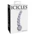 Icicles No. 66 - stikla dildo ar izliekumu un bumbiņām caurspīdīgs