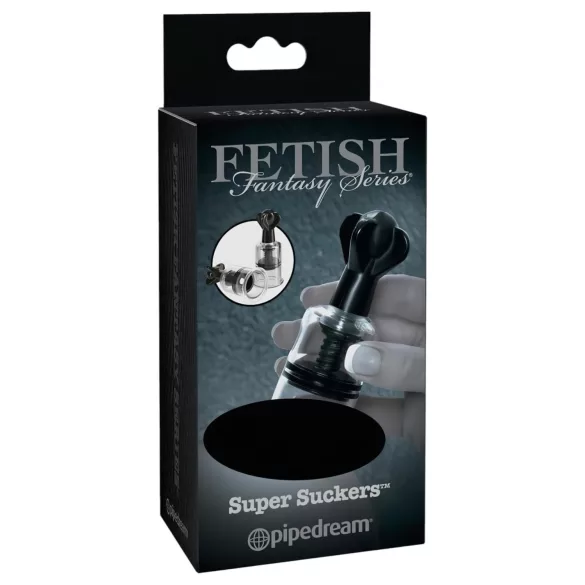 Fetish Super Suckers - krūšu galu sūknis melns/caurspīdīgs