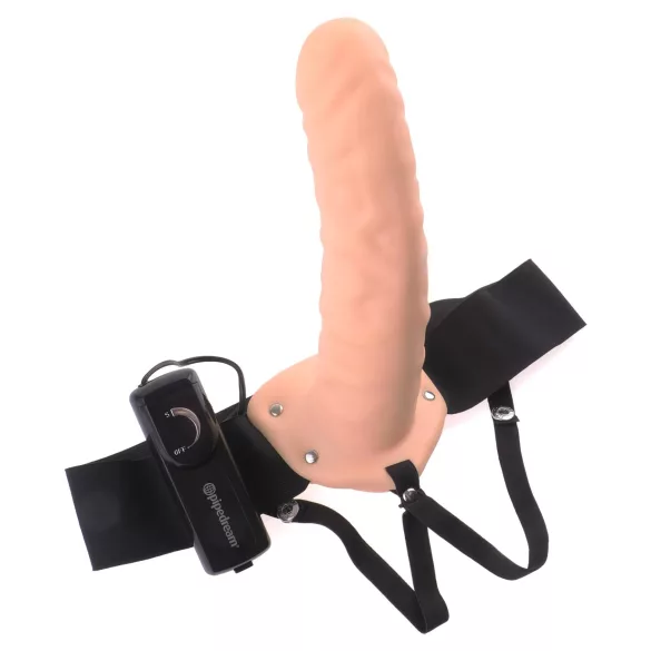 Pipedream - Fetish Strap-On 8 - uzkabināms, dobs vibrators (dabīgs)