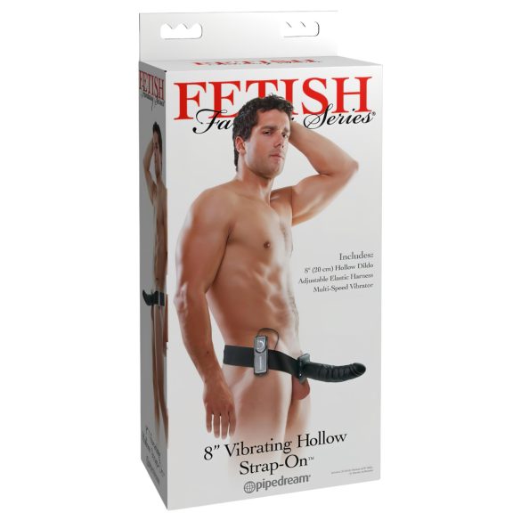 Fetiša strap-on 8 - uzliekams, dobais vibrators (melns)