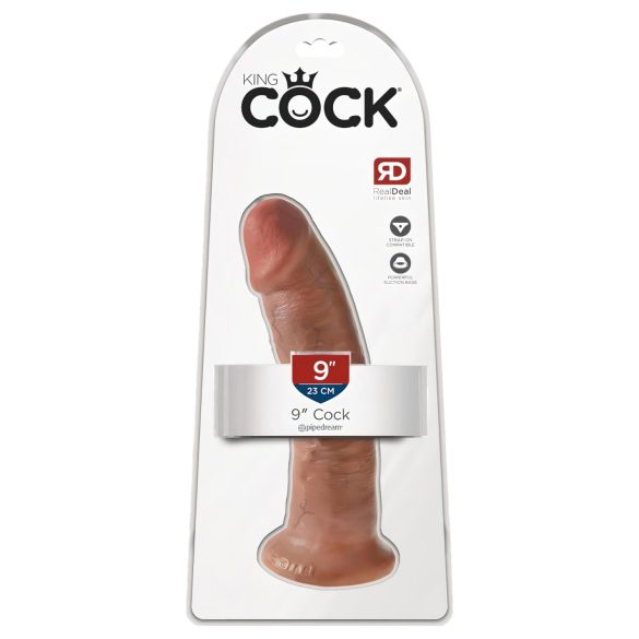 Karaliskais dzimumloceklis 9 - piesūceknis reālistisks dildo (23 cm) - tumšs dabīgs