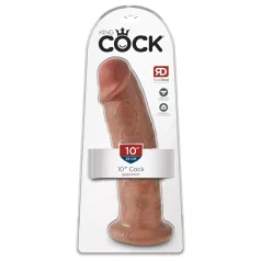   King Cock 10 - liels dildo ar piesūcekni (25 cm) - tumši naturāls