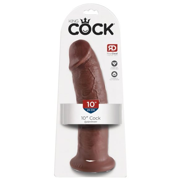 King Cock 10 - Liels piesūcekņa dildo (25cm) - brūns