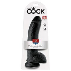   King Cock dildo ar stipru piesūcekni un sēkliniekiem 23 cm melns