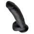 King Cock dildo ar stipru piesūcekni un sēkliniekiem 23 cm melns