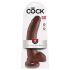 King Cock 9 - liels piesūceknis, ar sēkliniekiem dildo (23cm) - brūns