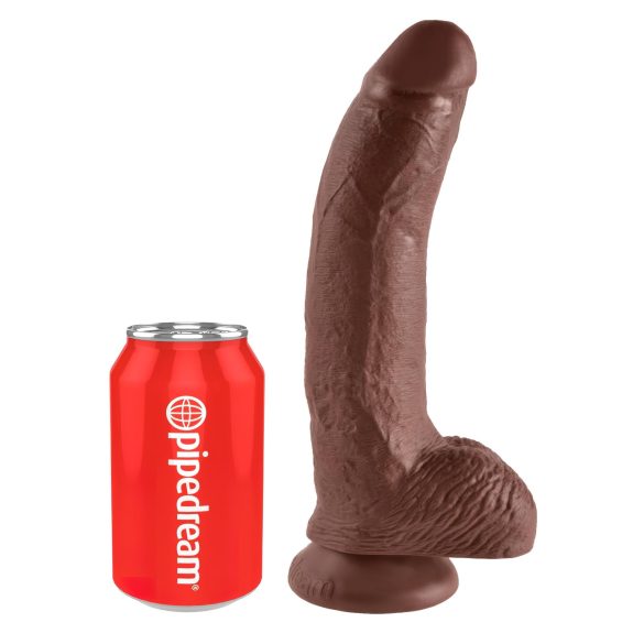 King Cock 9 - liels piesūceknis, ar sēkliniekiem dildo (23cm) - brūns