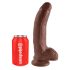 King Cock 9 - liels piesūceknis, ar sēkliniekiem dildo (23cm) - brūns