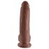 King Cock 9 - liels piesūceknis, ar sēkliniekiem dildo (23cm) - brūns